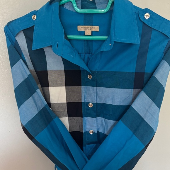 Burberry Blue Plaid Button-Up Dress - Picture 4 of 4